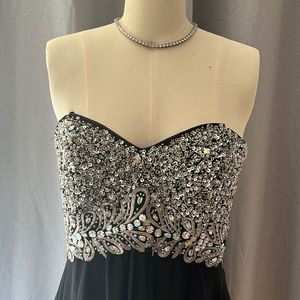 Black strapless gown
